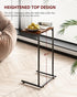 Vantic C Shaped End Table, Small Couch Side Table with Storage Bag, Rustic Brown Metal Frame for Living Room