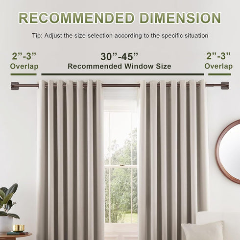 Curtain Rods for Windows 28 to 48 Inch, Blackout Wrap Around Telescoping Rod for Sliding Door