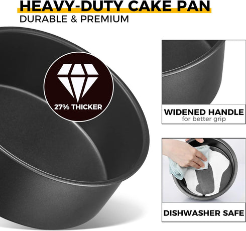 HONGBAKE 6 Inch Round Cake Pans for Baking, Small Layer Cake Pan Set with 120 Pieces Parchment Paper, Heavy Duty