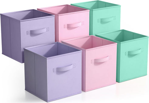 Sorbus Foldable Storage Cubes, 6 Pack, 11 Inch Fabric Organizers, Versatile Use, Collapsible and Durable