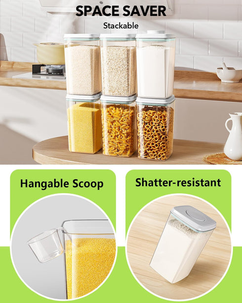 130ml 4L/4.2qt Ankou Airtight Pop Food Storage Container with Lid & Scoop, BPA-Free Cereal, Rice, Flour, Pasta & Snack