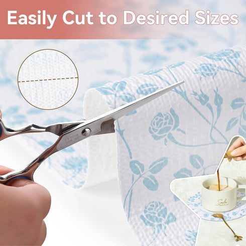 RAY STAR Shelf Liner, Non-Adhesive Wisteria Blue Floral Kitchen Cabinet Liner, Strong Grip Non-Slip Waterproof (12 Inch