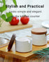 Omifun 8 Oz Ceramic Salt Cellar with Lid and Wooden Spoon, Speckled Salt Holder, Storage Canister for Sea Salt, Pepper