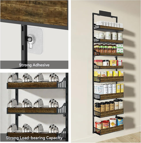 DreamPine 8-Tier 2 1 Over the Door Pantry Organizer, Door Spice Rack Organizer Pantry, Behind the Door Storage