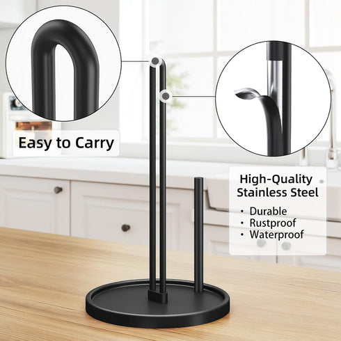 Countertop, Paper Towel Holder Freestanding Paper Towel Roll Holder with Weighted Base, Stainless Steel Standing