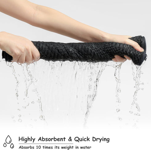 18 Set-6 Sheets,6 Towels,6 Set Pcs Black Woven Family Towels Bath Hand Washcloths Soft Polyester Towels Absorbent