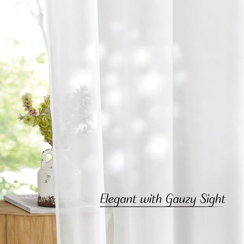 NICETOWN Sheer Curtain Panels Grommet, Ivory Voile for Bedroom/Living Room, 2 Pieces, 54" x 63"
