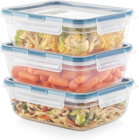 Snapware Total Solution 3-Pack (8.5-Cup) Plastic Food Storage Containers Set, Leakproof & Airtight Locking Lids