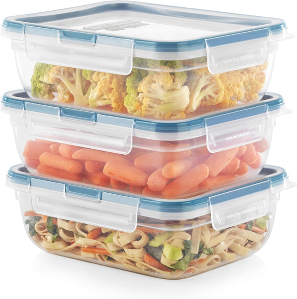 Snapware Total Solution 3-Pack (8.5-Cup) Plastic Food Storage Containers Set, Leakproof & Airtight Locking Lids