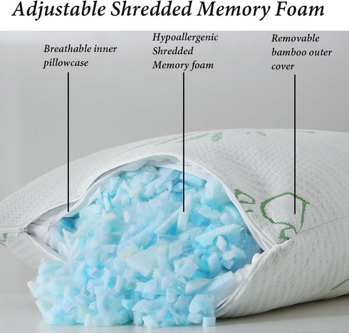 HOXXME 20x54 Body Pillow for Adults Shredded Memory Foam Long Full Body Pillow for Sleeping with Breathable Cover Firm