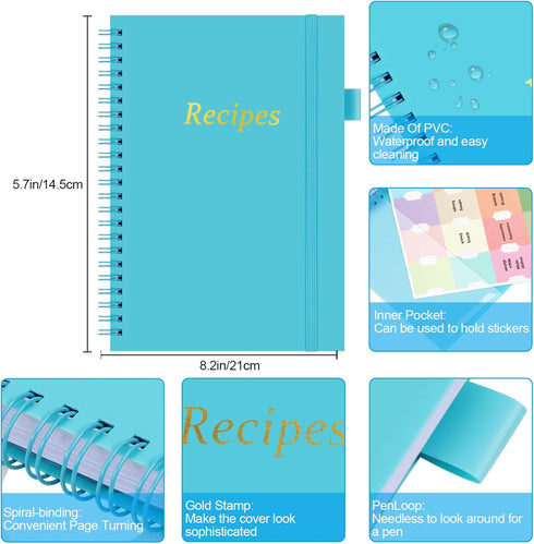 PECULA Recipe Book, Recipe Book to Write In Your Own Recipes, Blank Recipe Book, Recipe Notebook, Recipe Journal Hold 170 Recipes