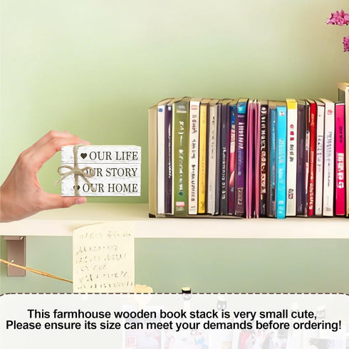 Ycyfckdr (L17) Decorative Books For Home Decor, Rustic Wood Book Stack For Table Decor, Our Life Our Story Our Home