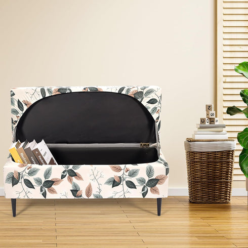 Large,83 FUANGUI Ottoman Cover Stretch Storage Ottoman Bench Slipcover Printed Folding Storage Bench Ottoman Cover