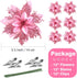 Christmas Poinsettia Artificial Flowers, 12 Pcs Glitter Picks for Wreaths Garland Decoration for Xmas