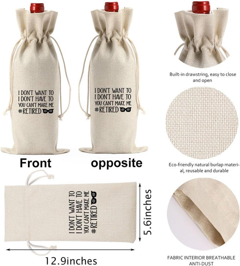 PKW 1pcs Funny Retirement Wine Bag, Retirement Gift for Woman Men Wine Bag, Retirement Gifts for Teachers Coworkers Boss Nurse Colleagues Best Friends