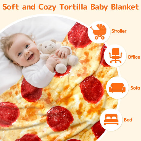 285 36 inches) CASOFU Baby Pizzas Swaddle Blanket, Funny Blankets Gag Gifts for Baby Shower Boy Girl Toddler Newborn