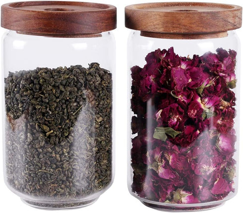 LEAVES AND TREES Y Glass Tea Canister, 25 FL OZ/750ml Airtight Bulk Food Storage Jar for Loose Leaf Tea, Coffee Bean (6
