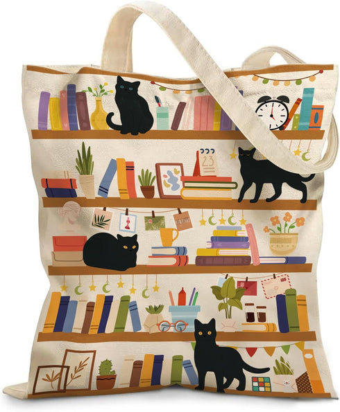 Aesthetic Canvas Tote Bag for Women - with Magnetic Snap Closure &