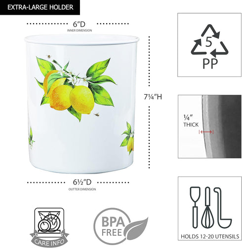 Reston Lloyd Extra Large Multipurpose Crock for Organizing Utensils & Kitchen Tools, Fresh Lemons