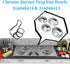 4 Pack Range Burner Chrome Drip Pan Bowls Set, 316048413 & 316048414 Replacement for Frigidaire