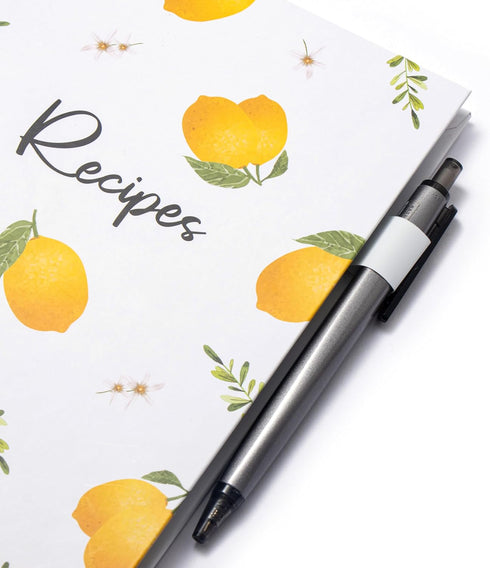 OUTSHINE 6 x 9 Lemons Hardcover Recipe Binder: Blank Recipe Binder to Write Your Own Recipes