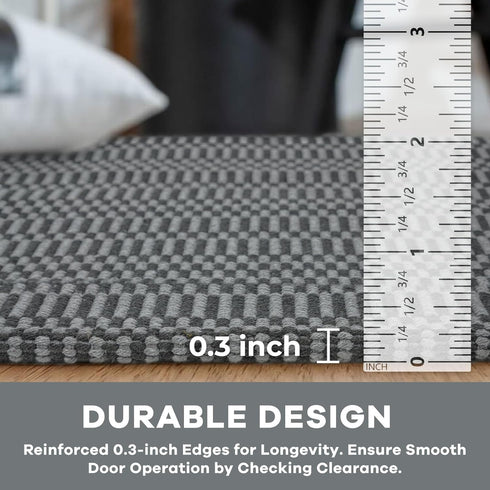 KOZYFLY Washable Runner Rug, 2x8 Ft for Hallways, Kitchen Runner with Rubber Backing, Grey Braided Cotton
