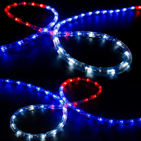 WYZworks 108LEDs 10ft LED USA Patriotic Rope Lights, Outdoor ETL Certified Waterproof Permanent Light