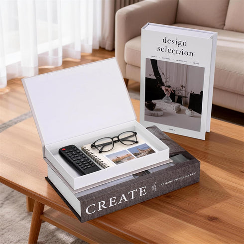Set 3, Decorative Fake Books for Home Decor, Large Faux Coffee Table Book Boxes with Hidden Storage, of Cocoa