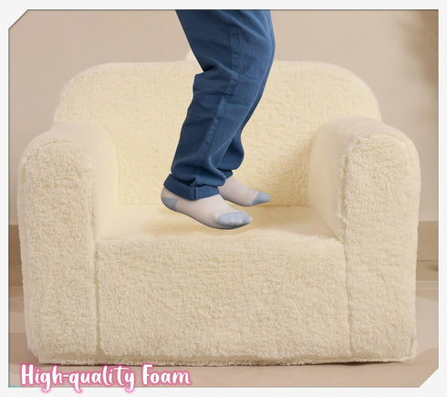 Cozy 1-6 Cream Sherpa Toddler Chair - Soft Foam Seat for Kids Aged