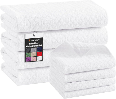 Homaxy Microfiber Waffle Weave Kitchen Towels Set, 16 x 28 Inch and