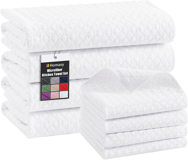 Homaxy Microfiber Waffle Weave Kitchen Towels Set, 16 x 28 Inch and