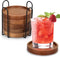 6 Pcs Best Wooden Coasters with Holder Coffee Table Decor Acacia Wood