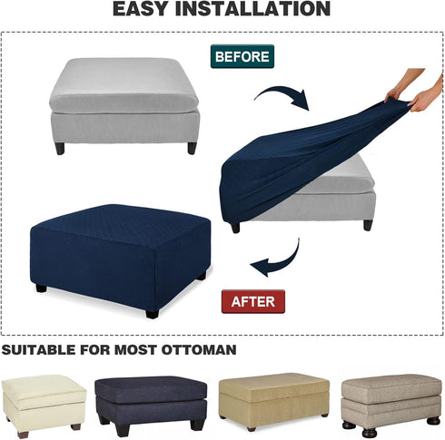 NeColorLife Ottoman Cover Rectangle Oversize Slipcover Stretch Footrest Stool Covers Furniture Protectors Washable