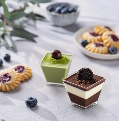 200 Pack 2 oz Mini Plastic Dessert Cups with Spoons, Disposable Clear Pudding Parfait Jello Shooter Cups Party Serving