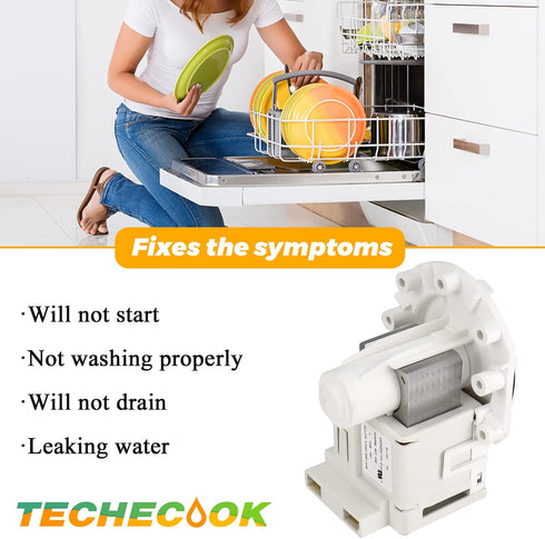 A00126401 AP5690431 bpx1-90e Dishwasher Drain Pump by Techecook, Fit for Frigidaire Dishwasher Replacement Part