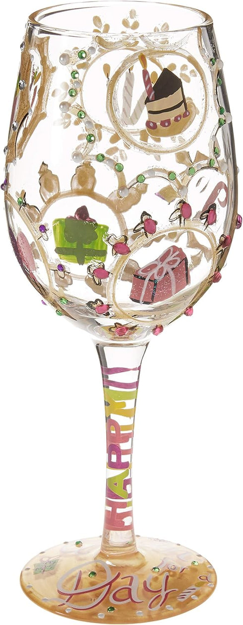 Designs by Lolita “Queen For a Day” Hand-painted Artisan Wine Glass - 15 oz.