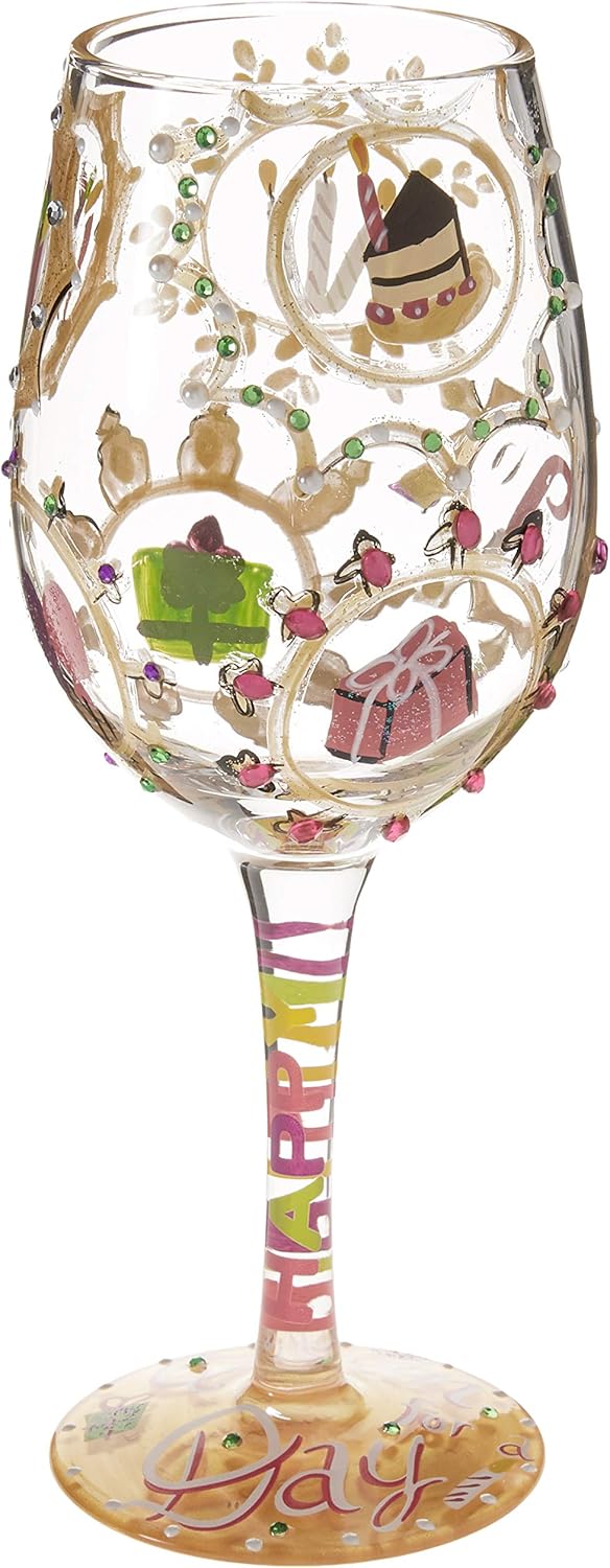 Designs by Lolita “Queen For a Day” Hand-painted Artisan Wine Glass - 15 oz.