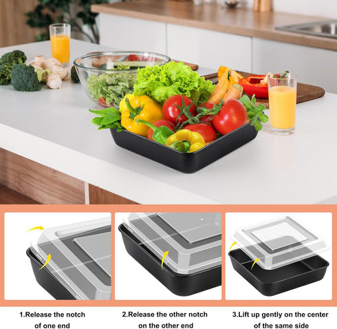 TeamFar Square Baking Pan, 8 Inch Cake Pan with Lid, Stainless Steel Core & Nonstick Coating