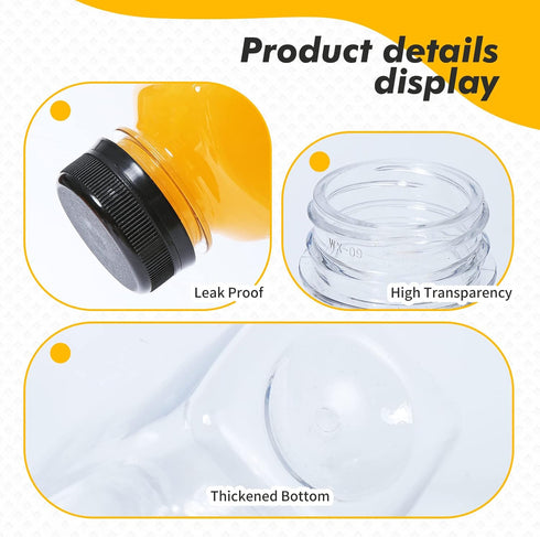 MANSHU 10 OZ Plastic Juice Bottles, Reusable Bulk Beverage Containers, 10Pcs with Black Tamper Evident Lids