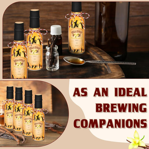 12 5 Oz Woozy Tioncy Pcs Vanilla Extract Bottles for Homemade Vanilla Jar Glass Bottle with Cap, Shrink Capsules