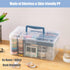 Clear Plastic Arts & Craft Supplies Organizer Box, Large with Removable Tray & Handle, Office Storage (Clear & Ocean