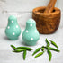 City to Cottage Ceramic Salt and Pepper Shakers Set - Handcrafted Turquoise Blue Polka Dot Spice Shakers