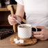 12OZ Set 4 GBhome Stackable Coffee Mugs with Stand, Ceramic Coffee Mugs with Texture Patterns for Man,Woman,Dad,Mom