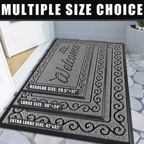 Yimobra Heavy Duty Welcome Mat, Sturdy Door Mats for Home Entrance, Waterproof Low Profile Doormat, 29.5 x 17, Black