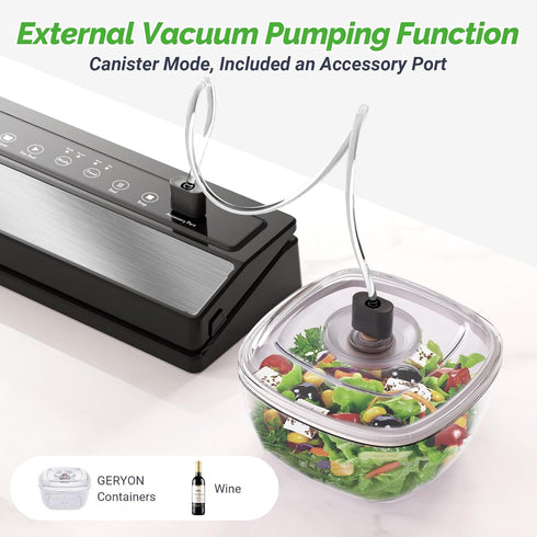 GERYON Vacuum Sealer, Vacuum Sealer Machine for Food Storage with Sealer Bags & Roll, Compact Design, Silver