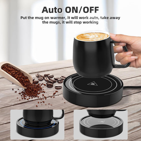 Set 131F/55C), 12oz Set) Coffee Warmer with Mug - Electric Beverage Cup Warmer for Desk Office Home Use, Candle Warmer