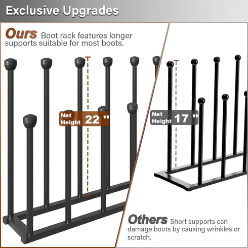Tigerden 22.5 Inches 6 Closet, Free Standing Shoe Racks, Tall Black Metal Boot Rack Organizer for Pairs, Knee-High Boot