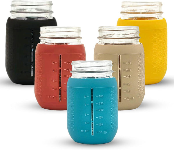 Silicone Mason Jar Sleeves Autumn Winter Set | Anti-Slip Protectors for Regular