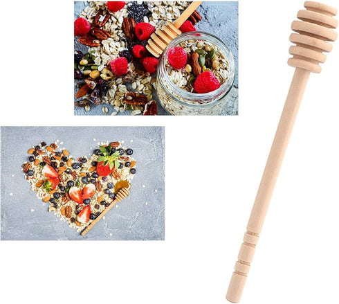 4 Pcs Wooden Honey Mixing Stirrer Sticks, 6.3 Inches Honey Dipper for Collecting and Dispensing Jam