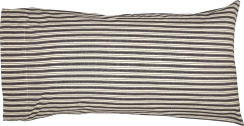 VHC Brands Ashmont Farmhouse Stripe Pillow Case Set of 2, Charcoal Grey and Ivory/Creme, King Size